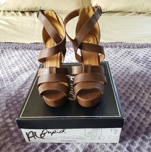 Brown Qupid Strappy Platform Sandal